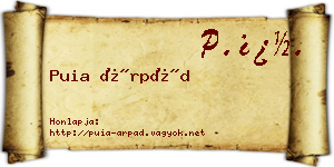 Puia Árpád névjegykártya